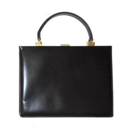 Cosci Italian Dark Brown Leather Framed Handbag - Lalita